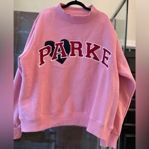 Parke Women's Pink Heart Mockneck Sweatshirt
